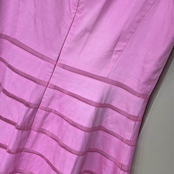 Ann Taylor Pink Tiered Fit & Flare Lined Sleeveless Tulle Mesh Cotton Office - Picture 12 of 16